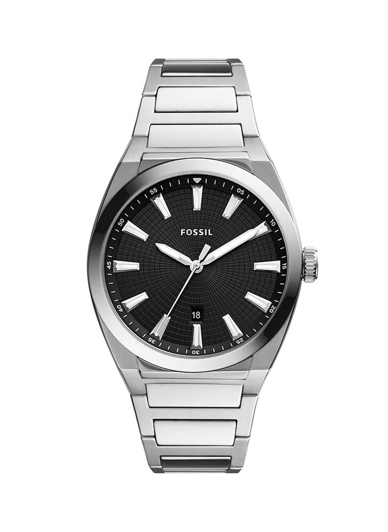 Fossil Everett Watch for Men, Quartz three hand date movement with Stainless steel or Leather Strap