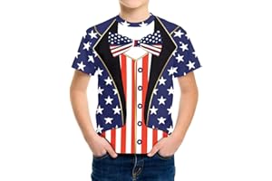 Eciodci Kids American USA Flag Patriotic T Shirts 4th of July Summer T-Shirt for Boys Girls Short Sleeve 4-15 Years
