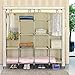 SONGMICS 67 Inch Wardrobe Armoire Closet Clothes Storage Rack 12 Shelves 4 Side Pockets, Quick and Easy to Assemble, Beige URYG44M