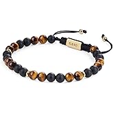 GAVU 6mm AAA Grade Tiger Eye Bracelet for Men, Men's Handmade Adjustable Crystal Beaded Bracelet 6.25"/6.75"/7.5"