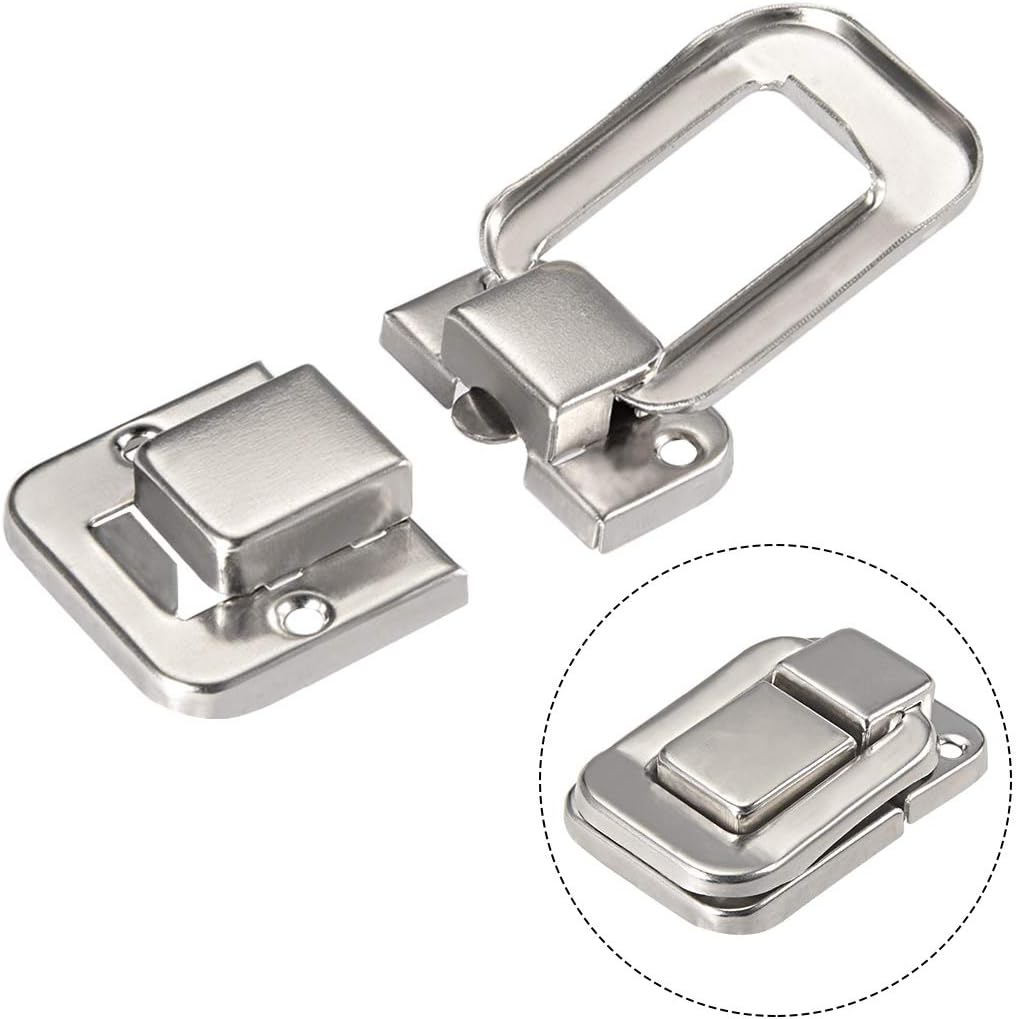 sourcing map Toggle Catch Lock, 48mm Retro Decorative Silver Hasp w Screws for Suitcase Chest Trunk Latch Clasp Pack of 2 - Image 5