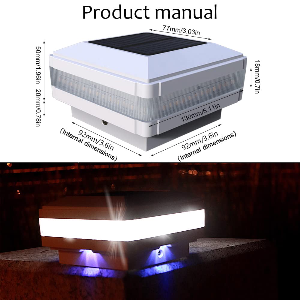 Sumaote Solar Post Lights, Solar Post Cap Light Fits 4 X 4 Wood, 3x3