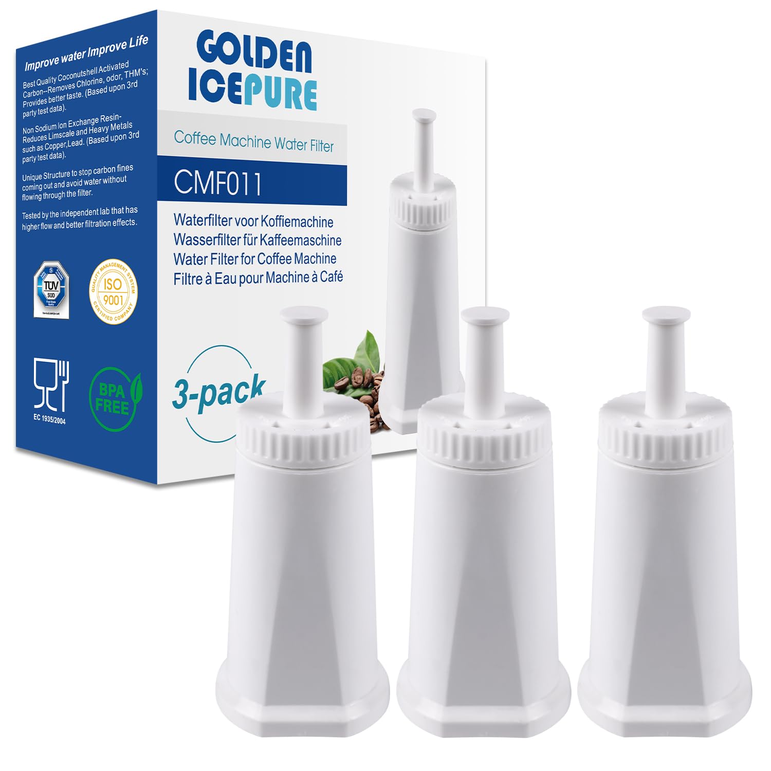 GOLDEN ICEPURE Coffee Machines Water Filter Compatible with Barista SES008, SES810, SES880, SES920, SES980, SES990 Coffee Machines, NSF Certified, 3 Pieces