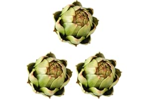 GiftYou 3-Pack Large Green Faux Artichokes - Artificial Vegetables and Fake Fruits for Kitchen Decorations (Green)