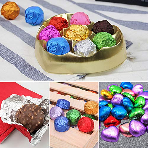 Dreamtop 800 Pieces 3.15"x3.15" Square 8 Colors Chocolate Candy Wrappers Aluminium Foil Packaging for DIY Chocolate Candy Packaging and Decoration