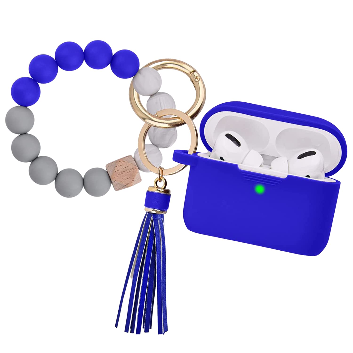 PERSONALLY YOURZ Airpod Pro Case Cover Premium Silicone Case For Apple Airpods Pro With Keychain Bracelet Accessory Support Wireless Charging, LED Visible Airpod Case for Women, Girls (Royal Blue)