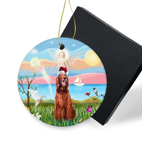 Funny Christmas Ornament 2023-Angel Loving a Irish Setter with