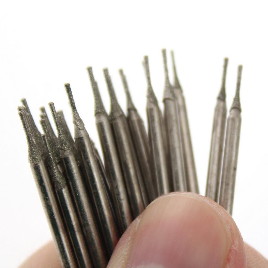 JINGLING Lapidary Diamond Drill Bits 0.8mm Carving Burrs for Stone Pack of 30Pcs