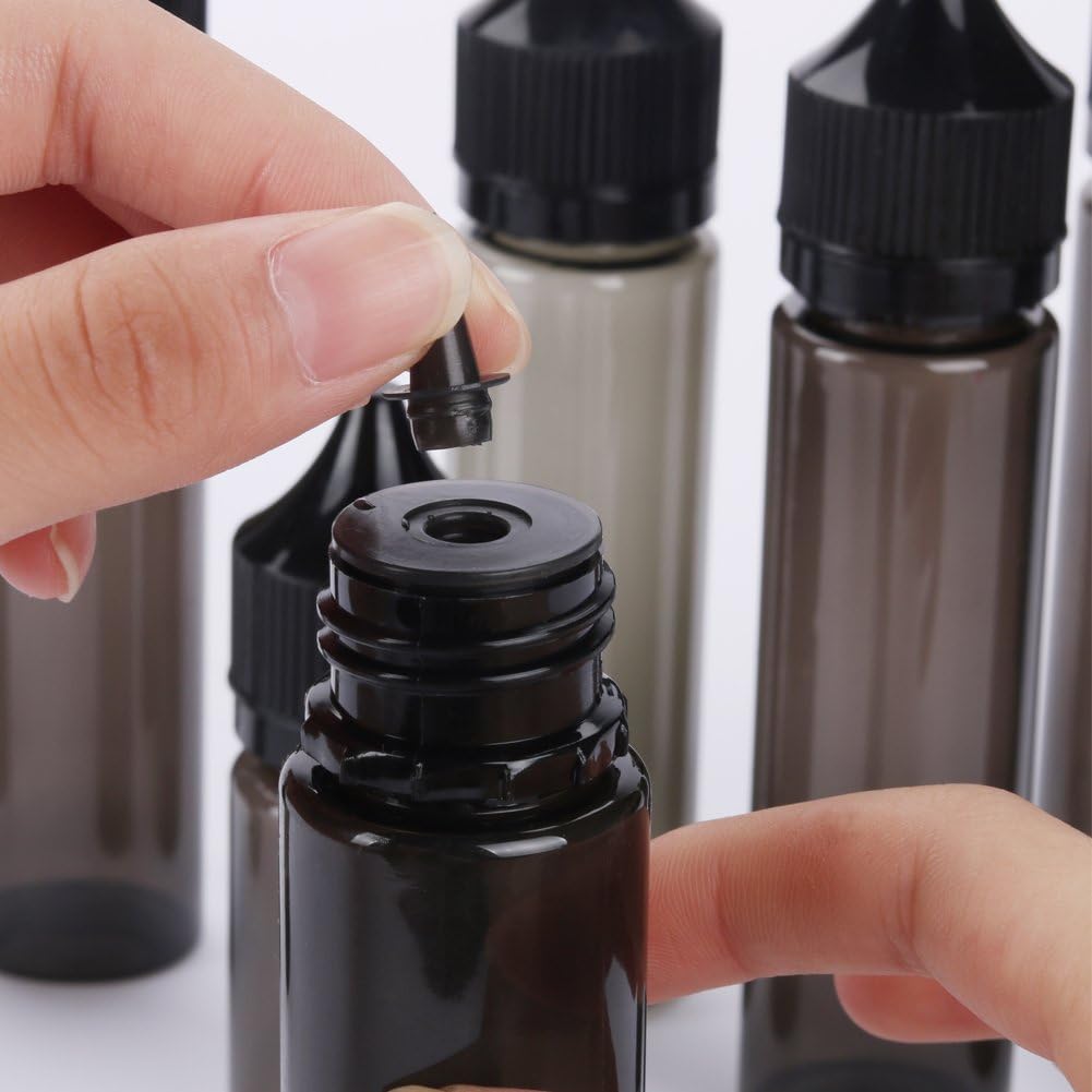 10pcs 60ml Soft PET Unicorn Dropper bottle liquid refill bottle liquid applicator Bottle (Black Bottle+Black Cap, 60ml x 10pcs): Kitchen & Dining