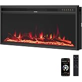 Nexfurn 42 Inch Electric Fireplace Heater, Recessed Wall Mounted | WiFi App, Remote Control, 16 Flame Colors &amp; 16 LED Colors, 750W/1500W Heater, 5000BTU, Timer, ETL Listed