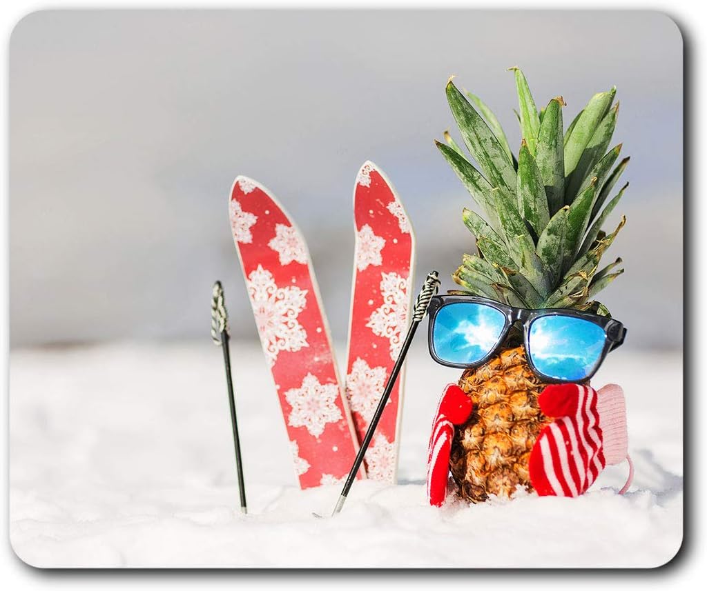 Skiing Pineapple Dude Ski Snow Mouse Mat Pad Computer PC Laptop Gaming Office Home Desk Accessory Gadget 12309
