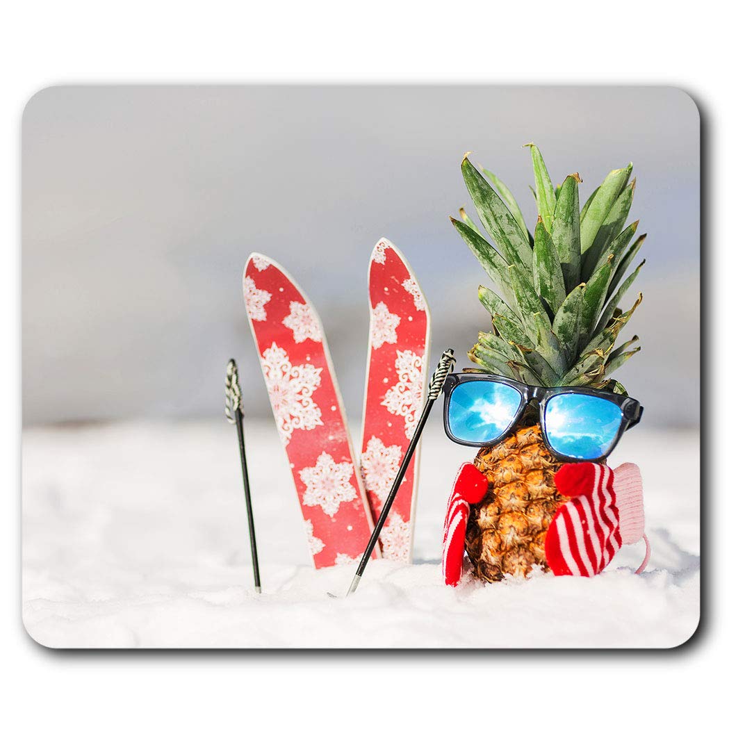 Skiing Pineapple Dude Ski Snow Mouse Mat Pad Computer PC Laptop Gaming Office Home Desk Accessory Gadget 12309