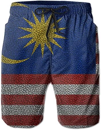 HFSST Leather Pattern Malaysian Flag AsiaHandsome Fashion Summer Cool Shorts Swimming Trunks Beachwear Beach Shorts