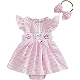 4th of July Outfit Baby Girl Romper Dress My First 4th of July Fly Sleeve Smocked Dress Newborn Cute Summer Clothes