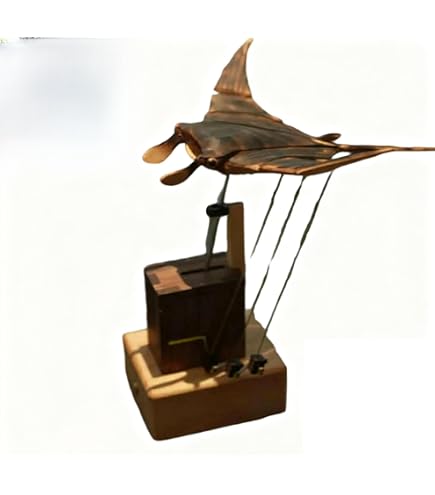 Decoración De Madera Biónica Manta Raya Eléctrica – Movimiento Realista Con Mecanismo Automático, Tamaño 24x24x18 Cm, Regalo Artesanal