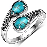 Biduanro Turquoise Open Rings 925 Sterling Silver Genuine Turquoise Rings Western Nature Gemstone Turquoises Jewelry Gifts for Women