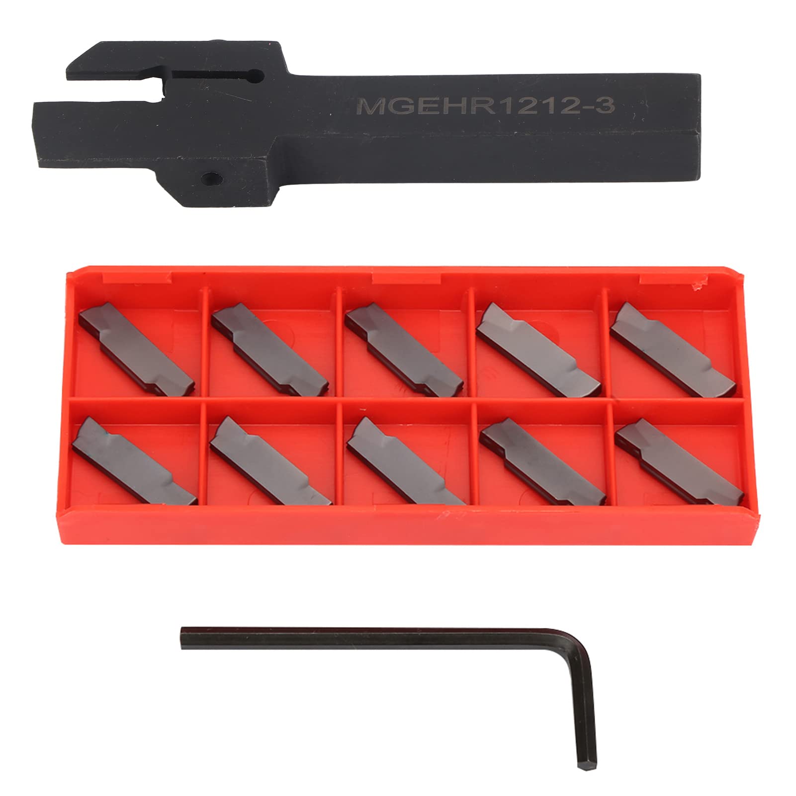 Lathe Cut Off Grooving Parting Tool Holder with 10pcs Carbide Inserts for Semi-Finishing and Finishing Machining Steel