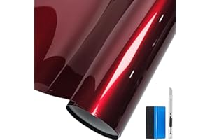LZLRUN Premium Glossy Liquid Metal Red Vinyl Wrap Sticker for Car DIY Self Adhesive Decal Super Gloss Blood Red Wrap Film (1ft × 5ft)