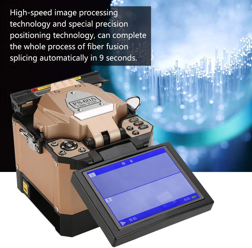 Optical Fiber Fusing Splicer, FS-60A Fiber Optic Welding Splicing Machine with High Accuracy Digital LCD Screen Optical Fiber Fusion Splicer 100V-240V 50/60Hz(UK)