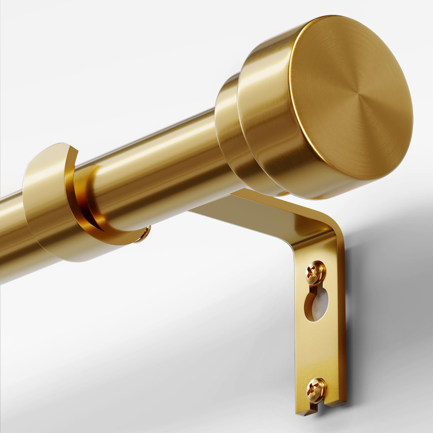 Photo 1 of ***Parts Only*** Oneach Heavy Duty Curtain Rods for Windows 72 to 144 Inch, 1 Inch Brass Gold Curtain Rod, Adjustable Length Rod with Metal Finials, Modern Decorative for Bedroom Kitchen Living Room (16 to 150 Inch)