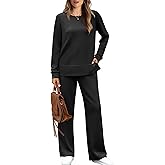 WIHOLL Women's 2 Piece Lounge Sets Sweatshirt Casual Travel Outfits Fashion Wide Leg Tracksuit Cozy Sweatsuits