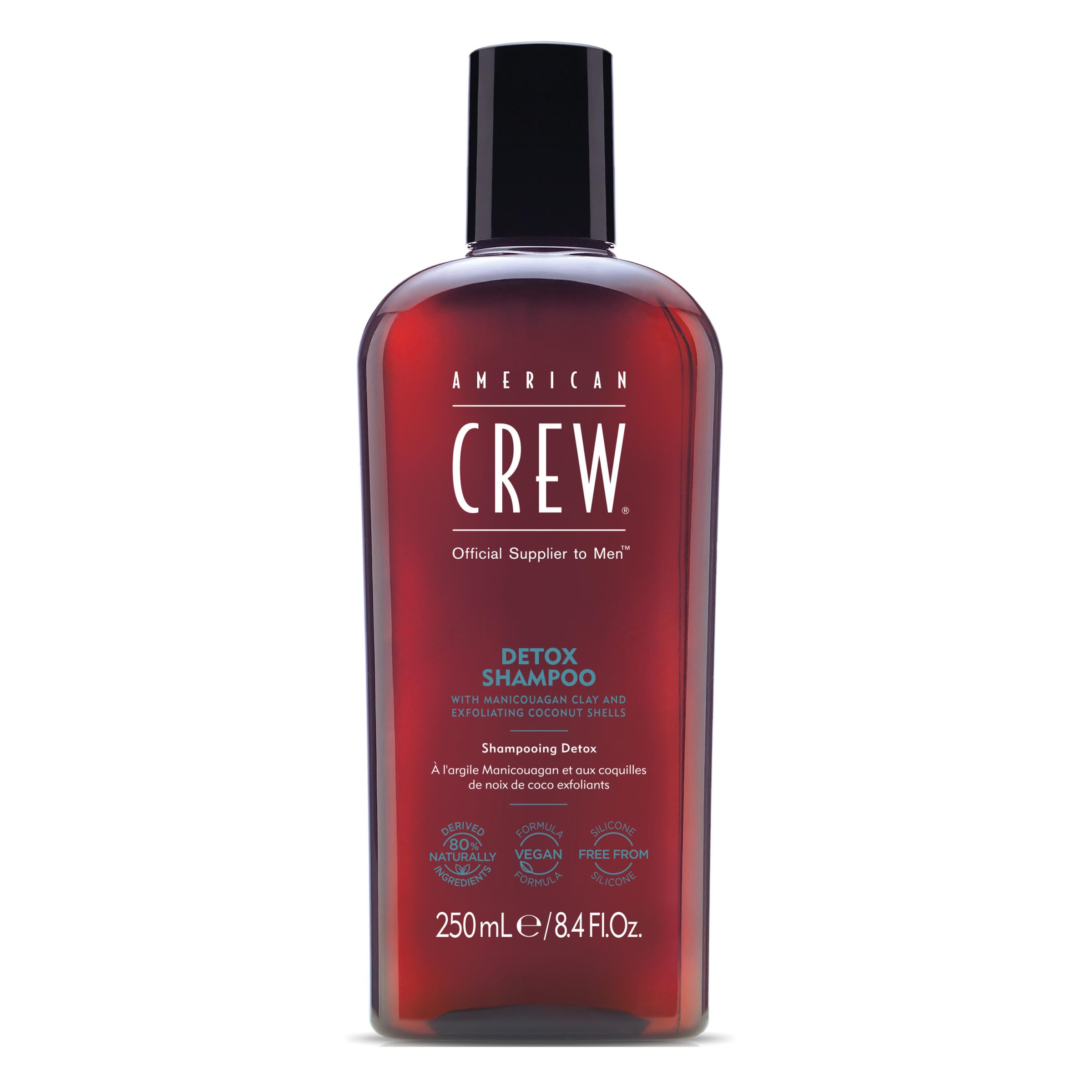 American Crew Detox Shampoo & Scalp Exfoliator, Vegan & Silicone Free (250ml) Removes Excess Oil & Product Build Up, Formulated for Men