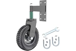 LYGOEEGE Gate Wheel, 8 Inch Wheel Diameter, 15.4 Inch Height, Suit for Metal Tube & Wooden Gate, 700lbs Capacity, Spring-Loaded Heavy Duty Rubber Caster, Black