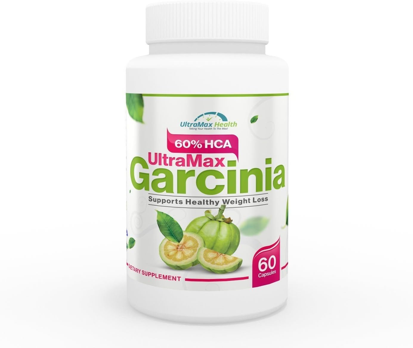 Ultra Max Health- 60% HCA Garcinia - Ultra Max Garcinia- Supports Health Weight Loss- Dietary Supplement 60 Capsules- Safe and Healthy Appetite Suppressant