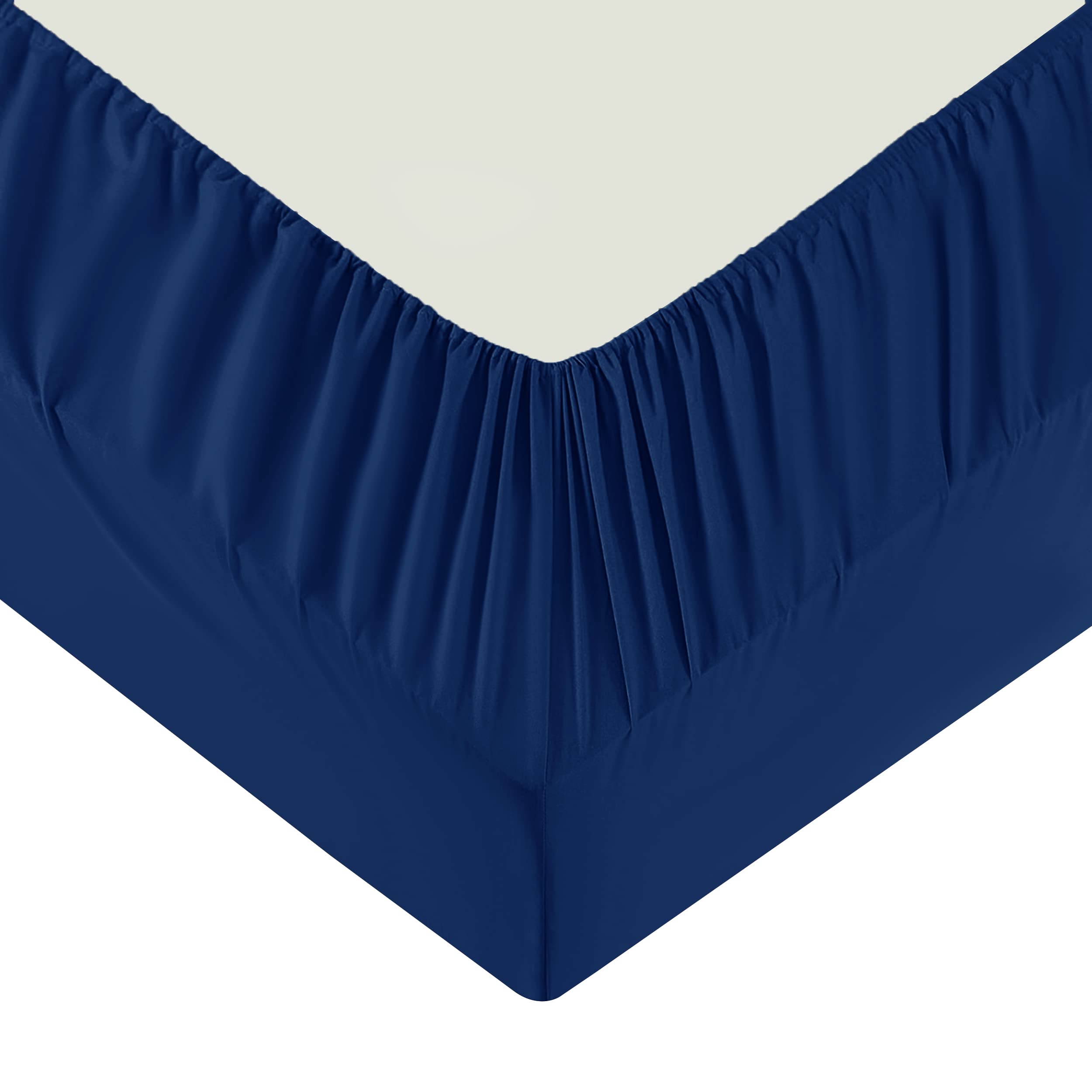Moonlight Bedding Single Fitted Sheet - 25cm Deep Pockets Elastic Navy Fitted Bed Sheets - Brushed Microfiber Fade Resistant, Shrinkage & Wrinkle free Easy Care Fitted Single Bed Sheets (91 x 190 Cm)