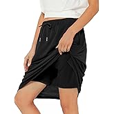 Zando Tennis Skirts for Women with Pockets Athletic Knee Length Golf Casual Skorts Shorts Sports Drawstring Waist Skirt