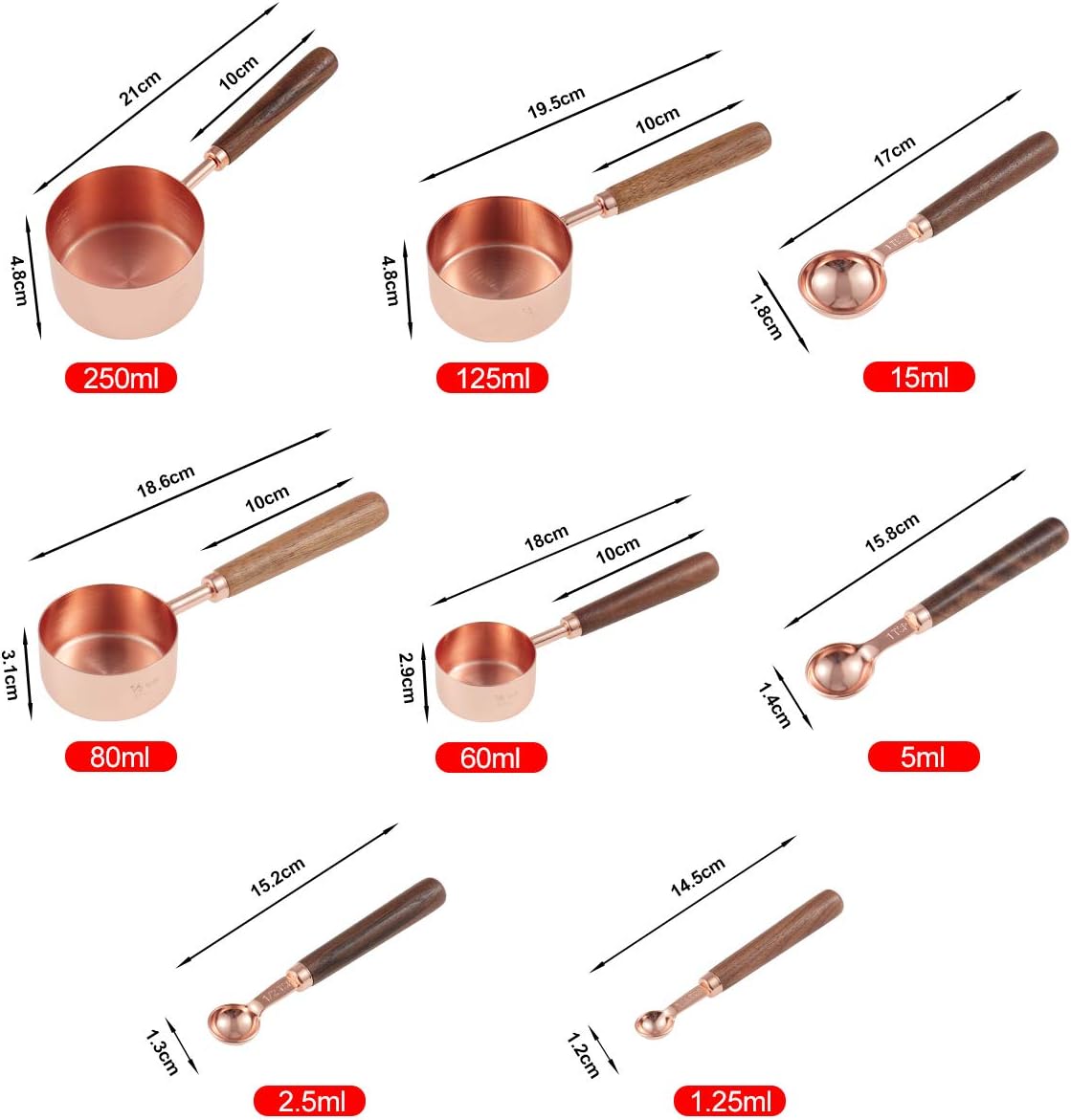 Acciaio Inossidabile Misurare Tazze 8 Pezzi Con Un Preciso Segno Di Misurazione Achort 4 Misurini Di Tazze E 4 Misurini Cucchiai Cup Con Manici Antiscivolo Per Misurare Utensile Da Cucina Utensili Da