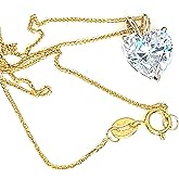Pierre Lorren 18K Yellow GOLD Heart Shaped Diamond Pendant 18k SOLID Necklace for women with Pendant Heart Necklace Diamond Solitaire Necklace Heart Jewelry 18" Anniversary Valentines HANDMADE 1.5ct