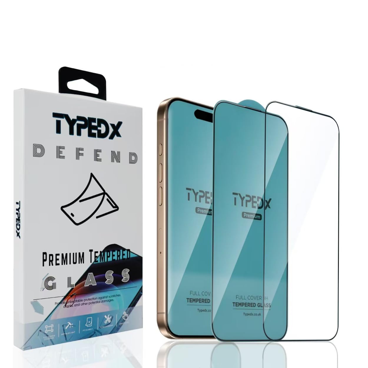 TYPEDX iPhone 16 Pro Max Screen Protector - Full Coverage, 9H Hardness, Anti-Peeping, Easy Apply, Crystal Clear, HD Tempered Glass Screen Protector for iPhone 16 Pro Max - [2-Pack]