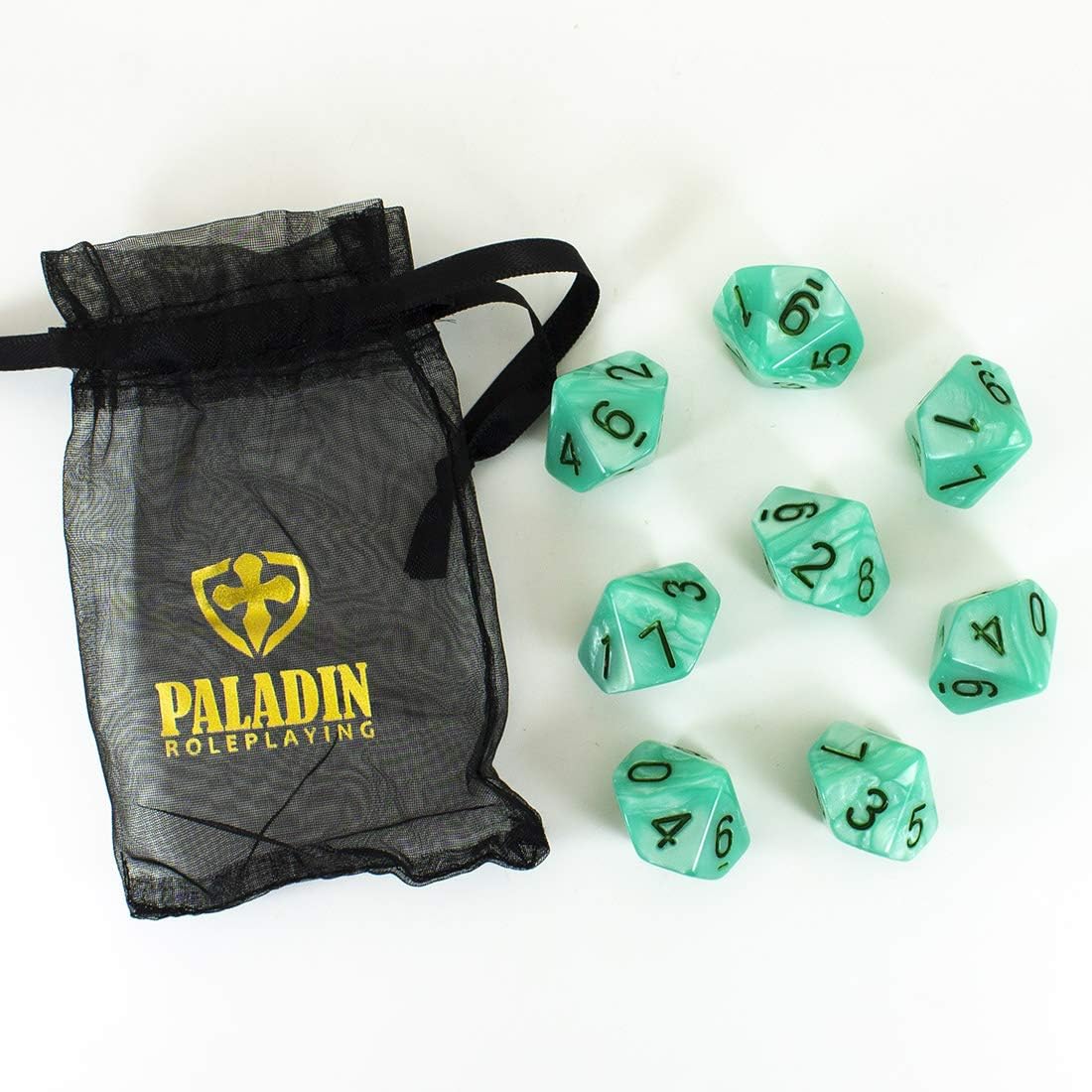 Paladin Roleplaying Turquoise Pearl Dice - 8 D10 Set - 'Aqua', 16 Count (Pack of 7513) - Image 5