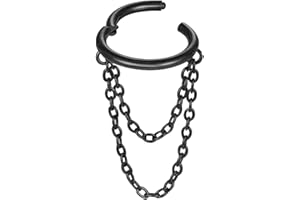 ENONTY 16G Titanium Cartilage Earrings Hoop 7mm 9mm Helix Piercing Jewelry with Single/Double/Triple Chains Hypoallergenic Hinged Clicker