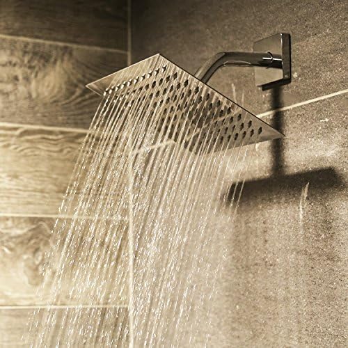 Ultra Thin Rainfall High Pressure Shower Head For Bathroom - Stainless Steel - 8 inch Square - Adjustable - Tools-free Installation