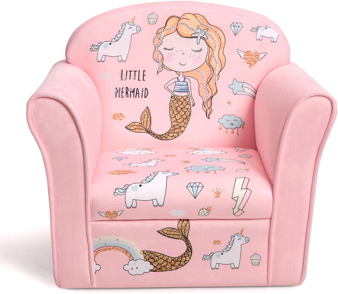 COSTWAY Kindersessel Meerjungfrau Kindersofa Kindercouch Babysessel für