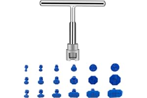 HOUSEEN 19pcs T Bar Dent Repair Kit, Dent Puller Iron Door Small Hail Dent Removal Kit Include T Bar Dent Puller and 18 Auto Dent Pulling Tabs for Car Universal