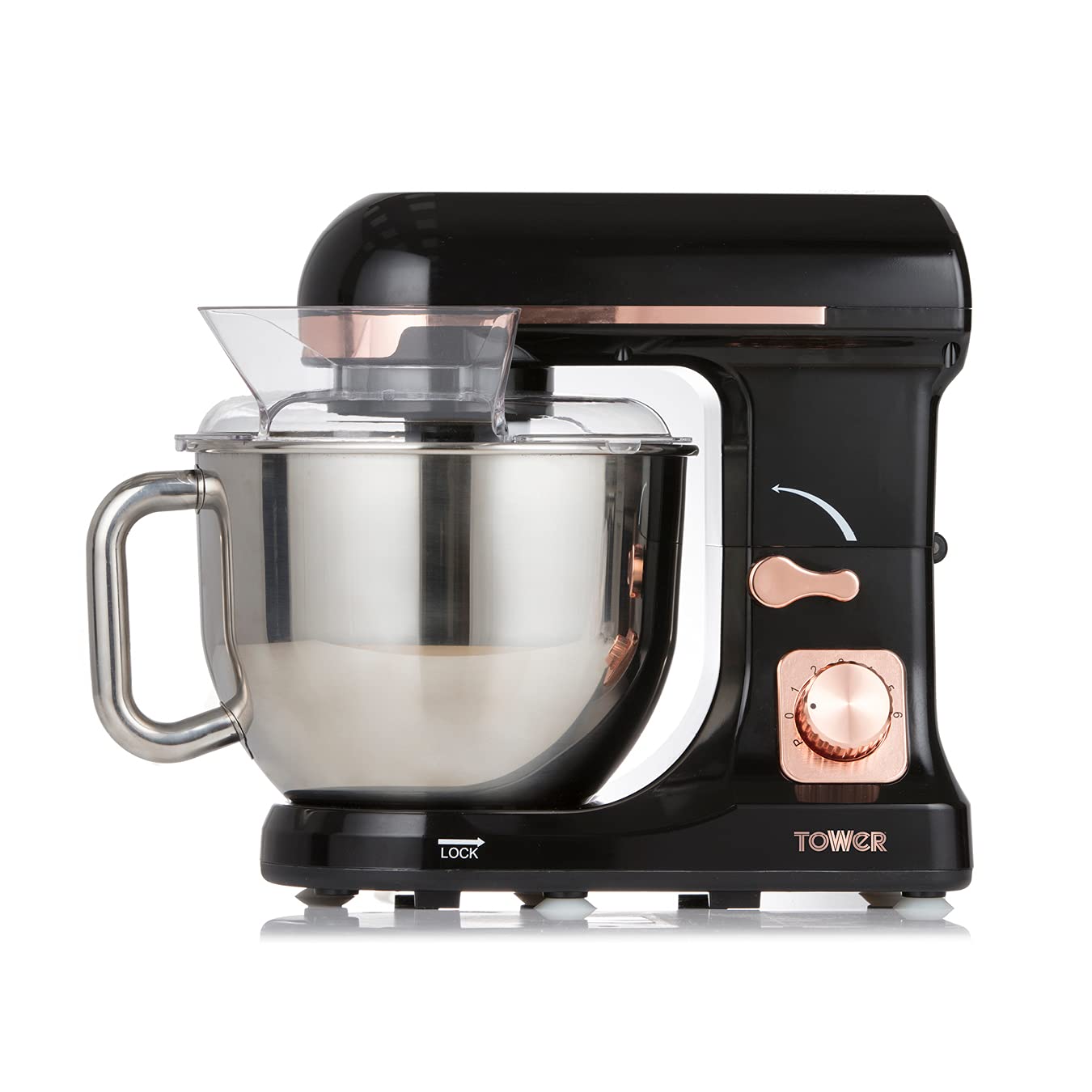 Tower 3-in-1 5L Stand Mixer with 6 Speeds and Pulse Setting, 1000W, Rose Gold, T12033RG