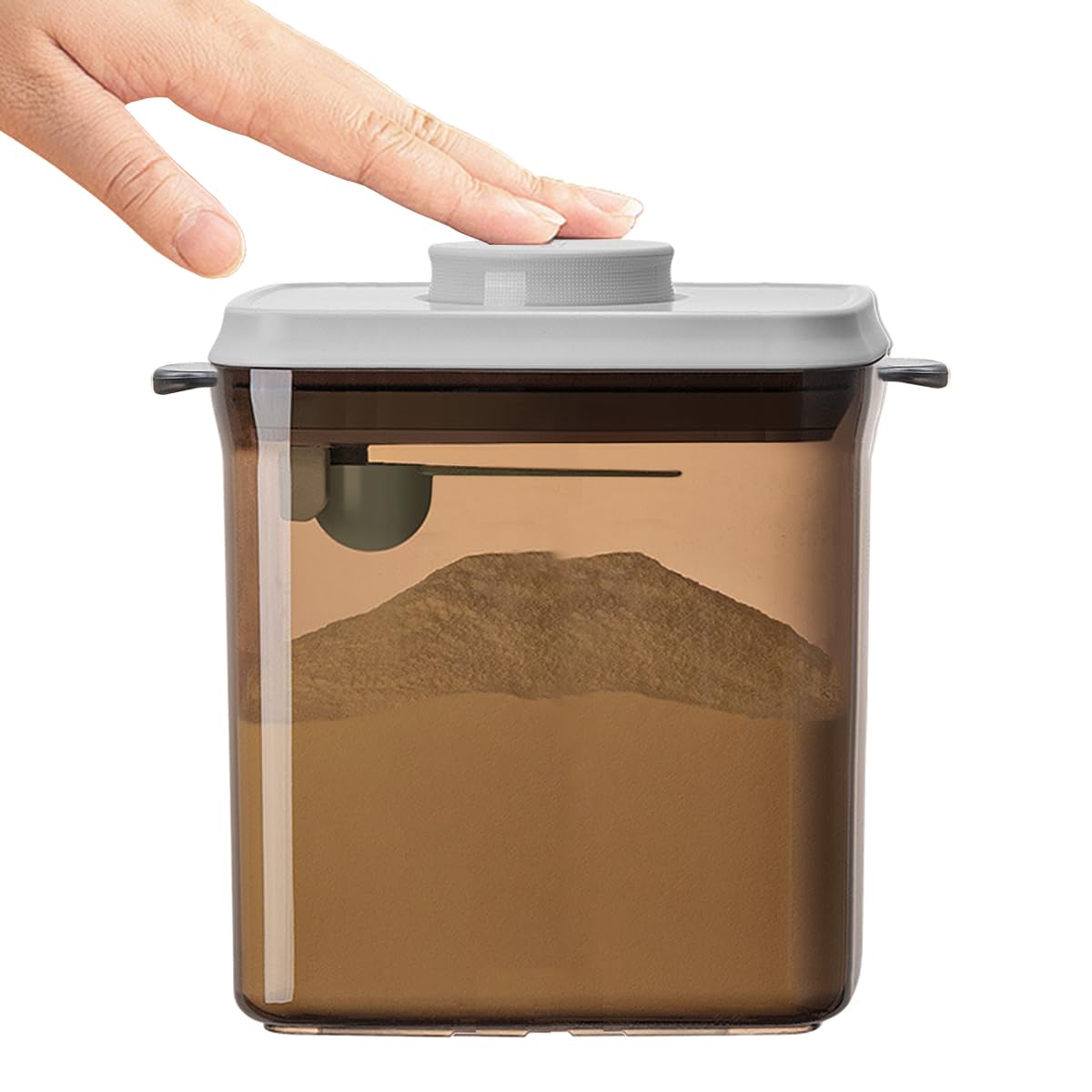 Photo 1 of Formula Container, 1700Ml/730g Airtight Formula Dispenser, One Button Handy Pop Up Food Containers Milk Powder Container, BPA-Free Food Storage Containers with Lids, Scoop and Scraper, Dark Brown