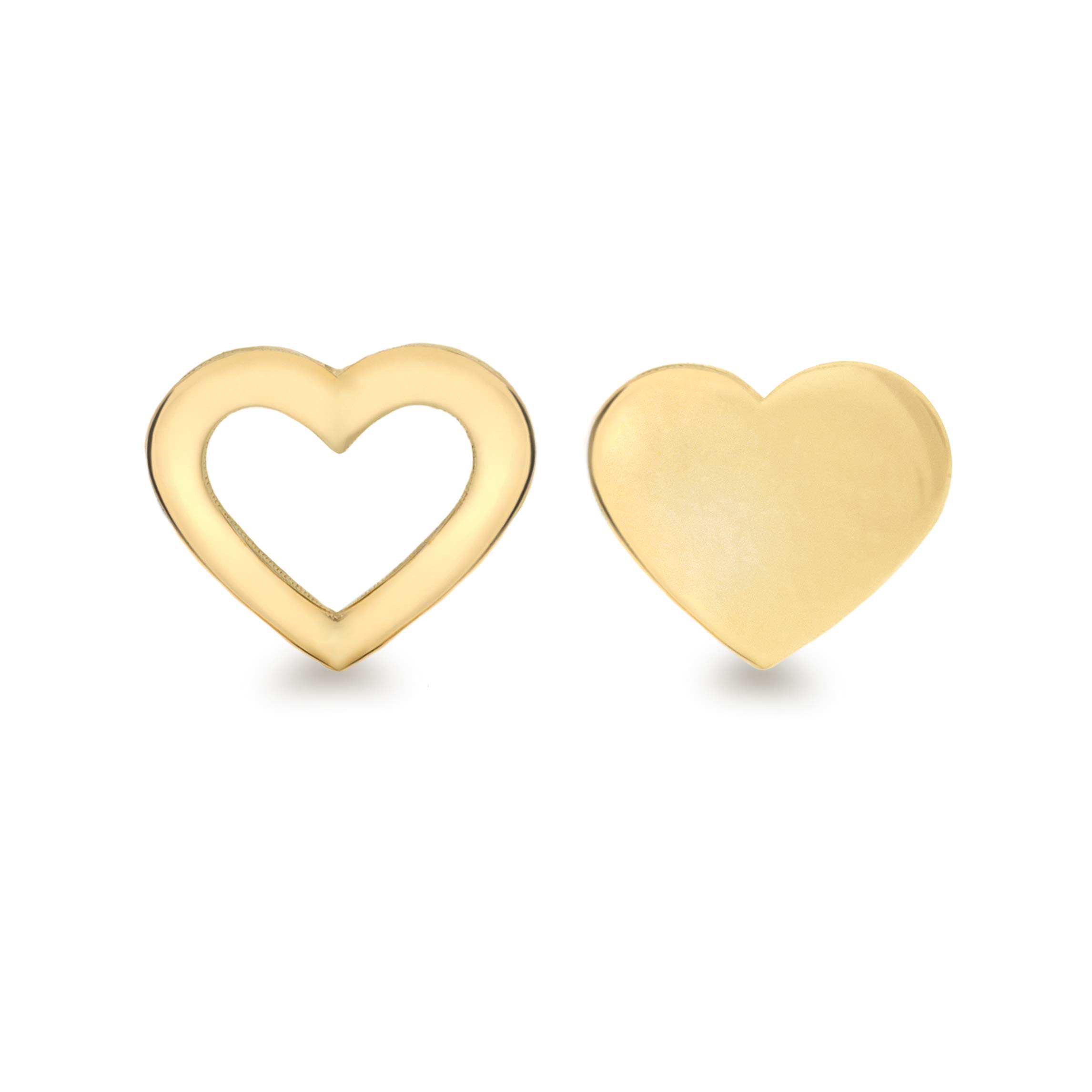 CARISSIMA Women's 9ct Yellow Gold Cut Out Heart and Heart Stud Earrings