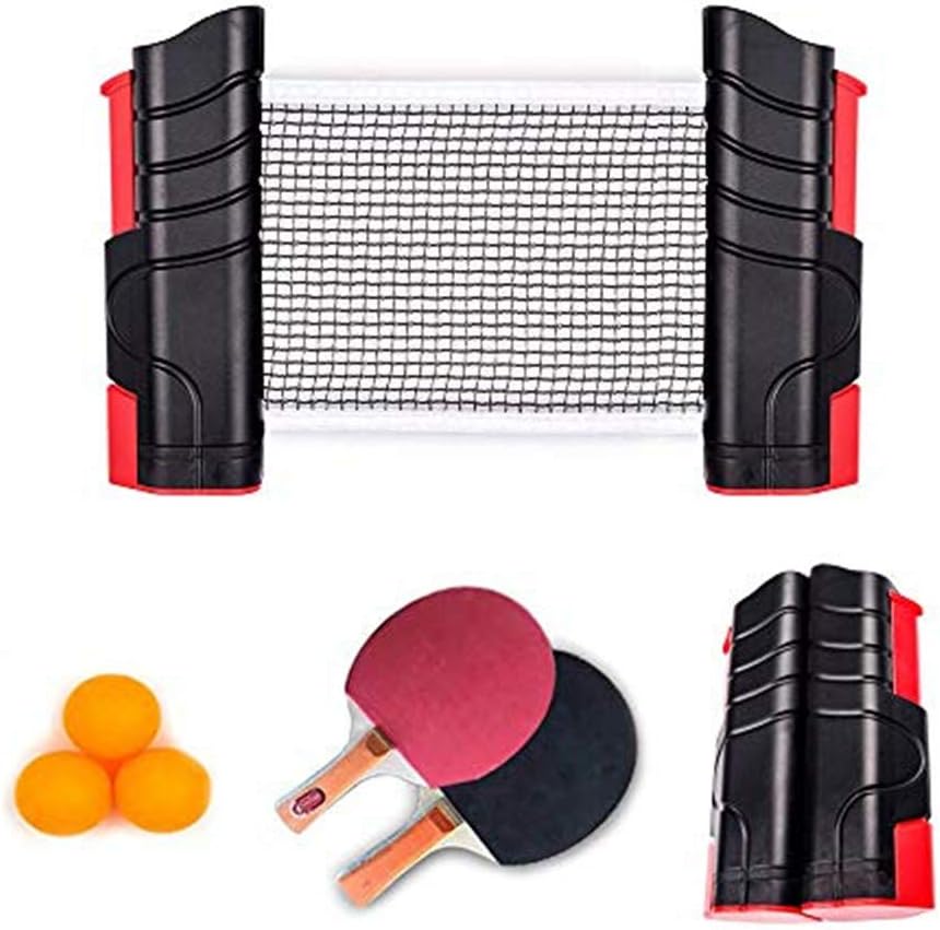 Tabletop Table Tennis Games Set Professional Ping Pong Paddle Set, Anywhere Ping Pong Equipment to-Go Includes Retractable Net Post 2 Ping Pong Paddles, 3 pcs Balls, Attach to Any Table Surface : Sports & Outdoors