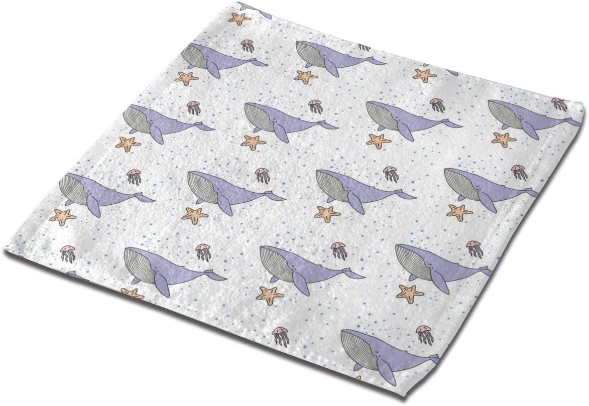 txregxy Square Beach Towel 1Pcs Blue Whale Jelly Fish in Blue Sea for Camping Beach Yoga Or Bath