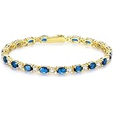 FANCIME 14K Gold Plated Birthstone Bracelets 4mm Sterling Silver Tennis Bracelets Gold Bracelets Birthday Jewelry Gifts for Women 7"