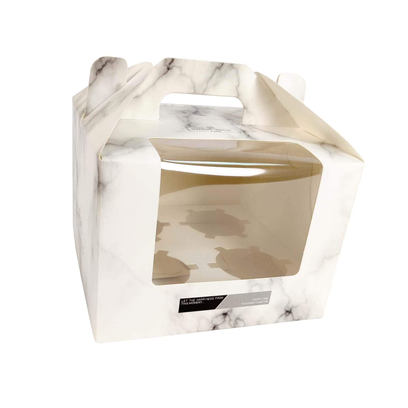 [5 Boxes] Extra Large 4 Hole Marble Cupcake Carrier Boxes - Clearance Prices! 5 INCH Tall!