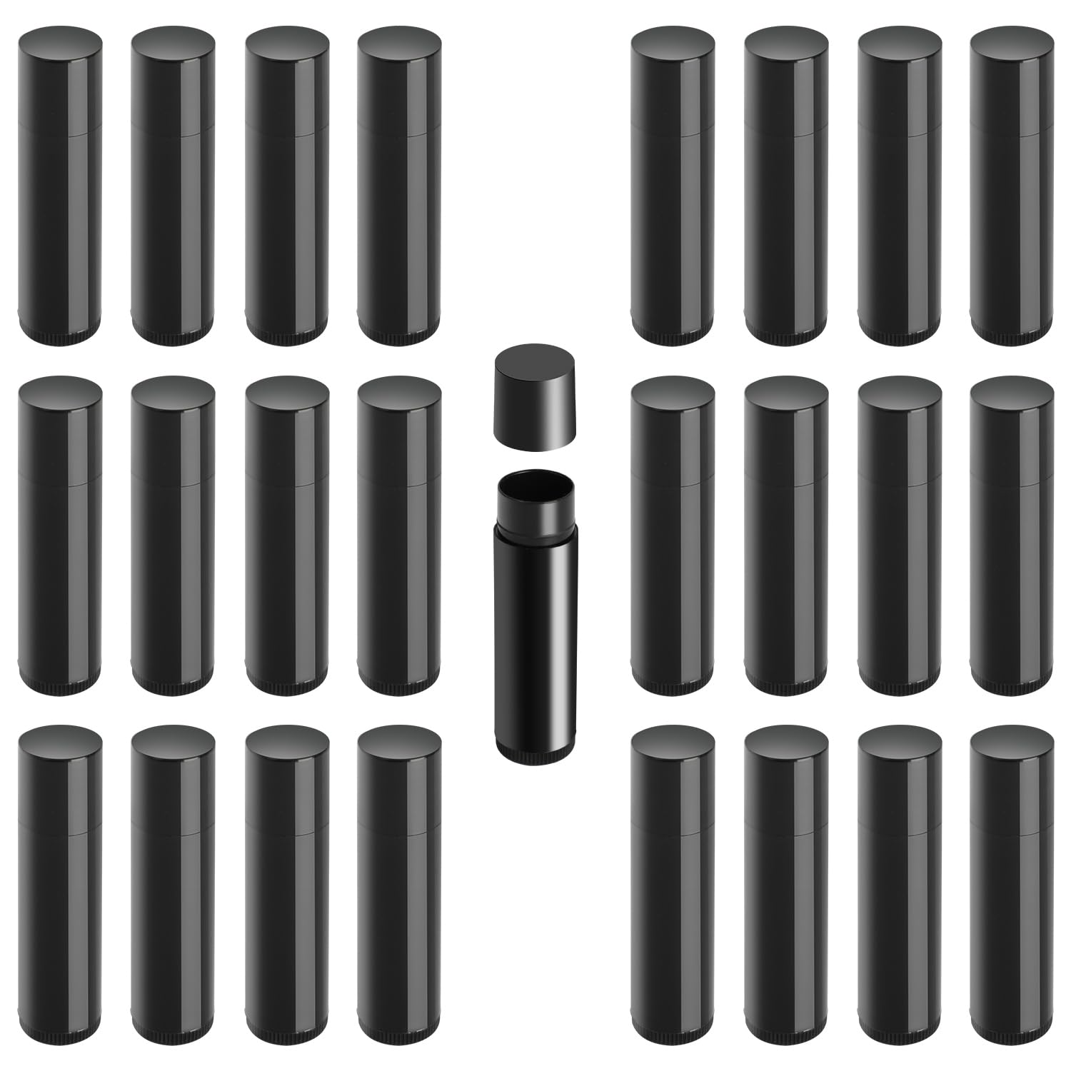 ktxaby 25PCS Lip Balm Containers,Lipstick Tubes,Empty Lip Balm Tubes,Reusable Empty Lip Balm Tube Black with Cap for DIY Homemade Lip Balm