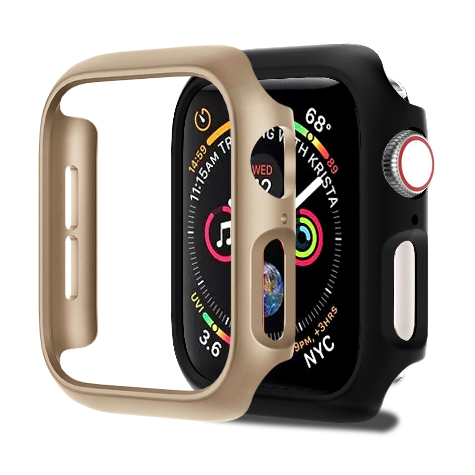 Photo 1 of Jaroco 2 Pack [No Screen Protector] Bumper Case for Apple Watch Series SE 6 5 4 iWatch Series 3 2 1 44mm, Slim Shockproof Protective Bumper Cover for iWatch S6/S5/S4/SE Accessories 44mm, Black/Gold