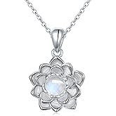 Moonstone Lotus Jewelry Set 925 Sterling Silver Lotus Flower Ring Engraved True Love Waits Natural Healing Buddha Spiritual Yoga Lotus Jewelry Set Gifts for Women