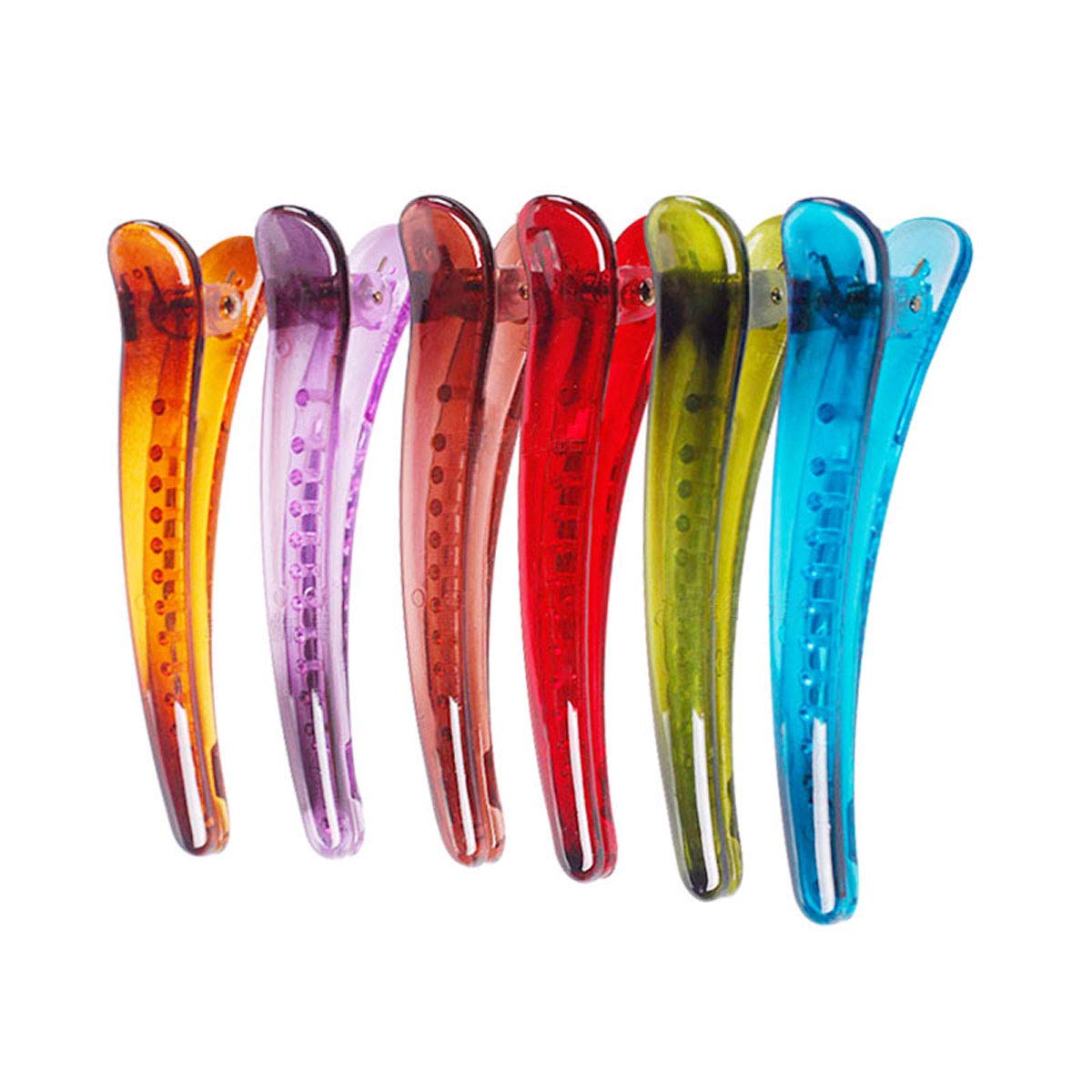 Fodattm 12PCS Professional Hairdressing Salon Plastic Non Slip Alligator Hair Clip Colorful Duckbill Clip Hairpin Simple Hairgrip Hair Barrettes for Hair Styling and Sectioning (Length -3in, A#)