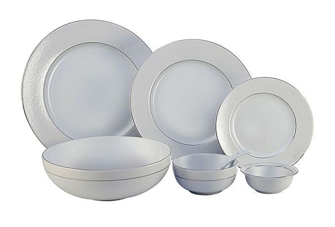 Hitkari Potteries Porcelain Dinnerware Set, 33-Pieces, White (16222A)